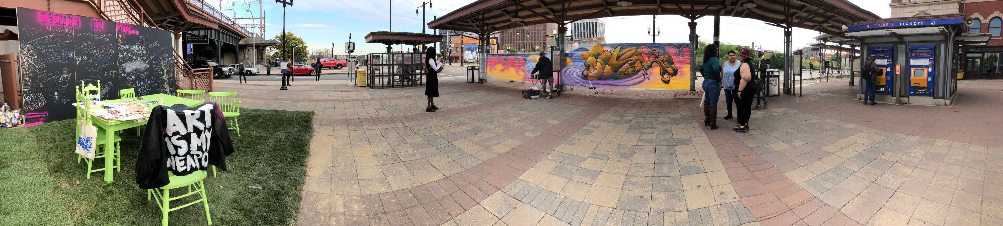 Panoramic view of the Next Stop: Art activation at Broad Street Station